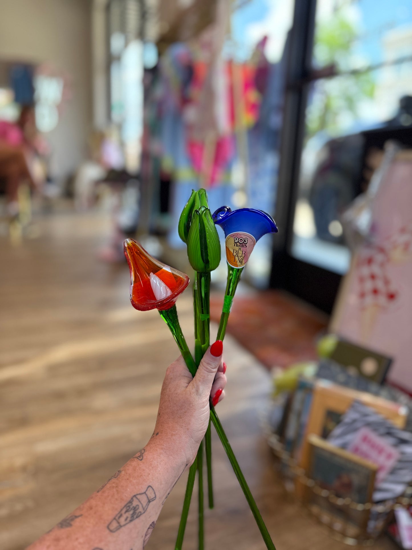 Blown Glass Flowers (Set of 4)
