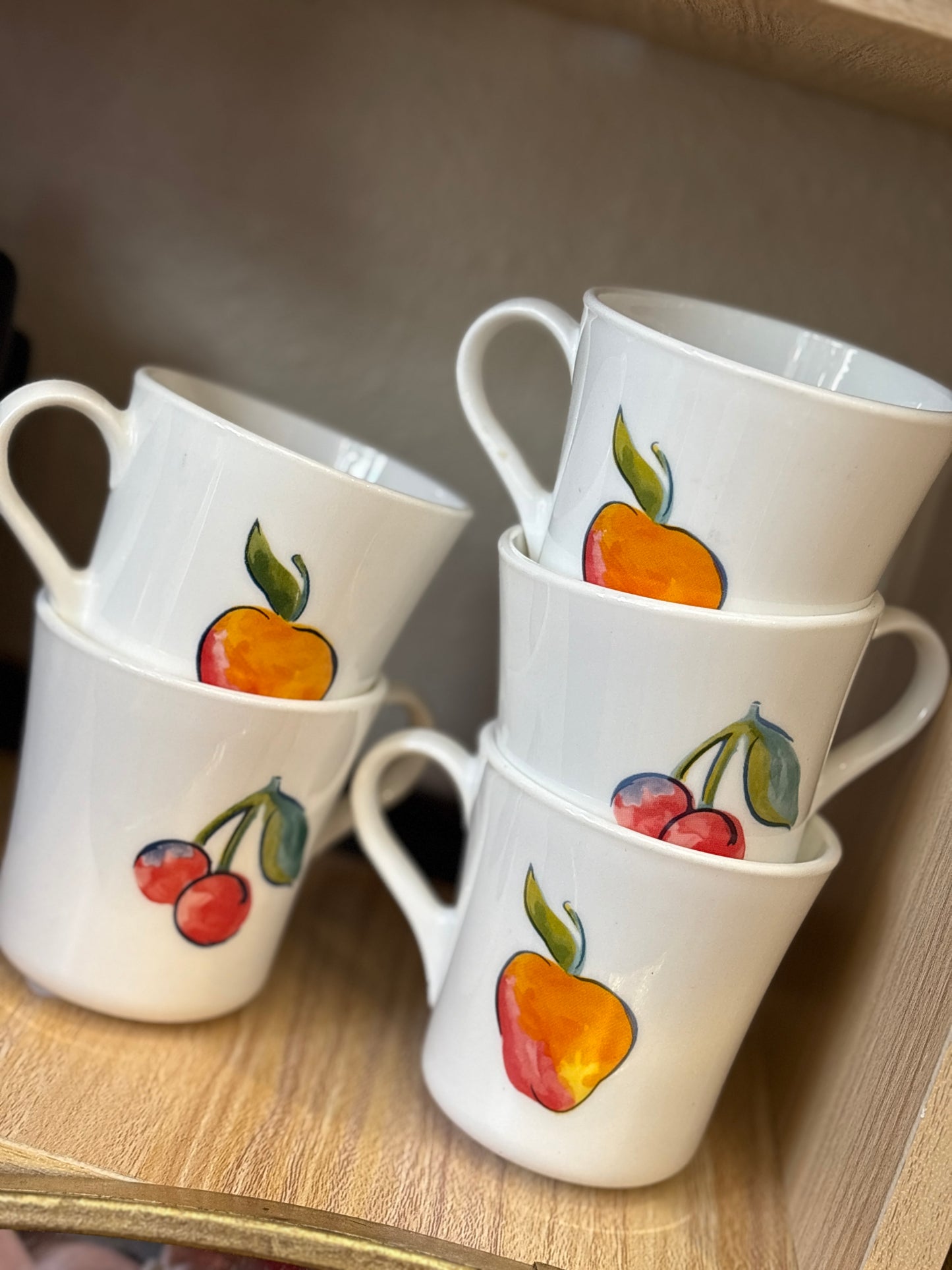 Cherry & Apple Mugs (Set of 5)