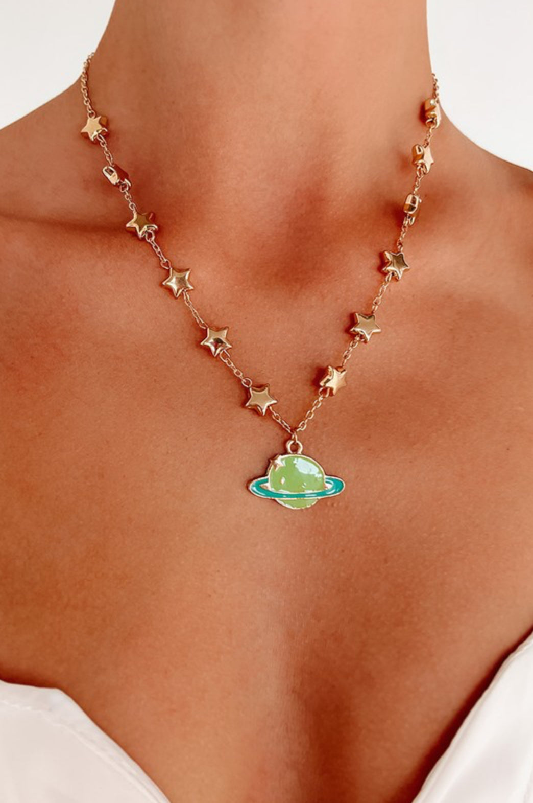 STAR CHAIN WITH PLANET NECKLACE