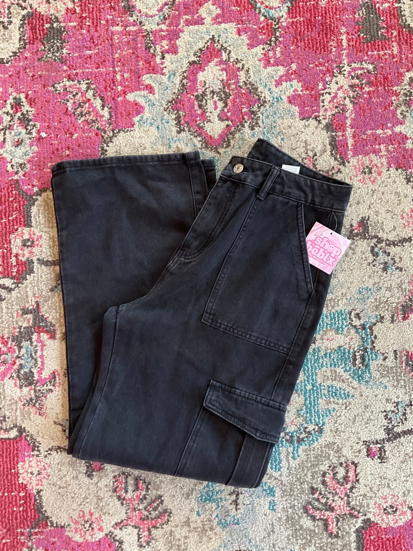 Thrifted Black Cargo Jeans (L)