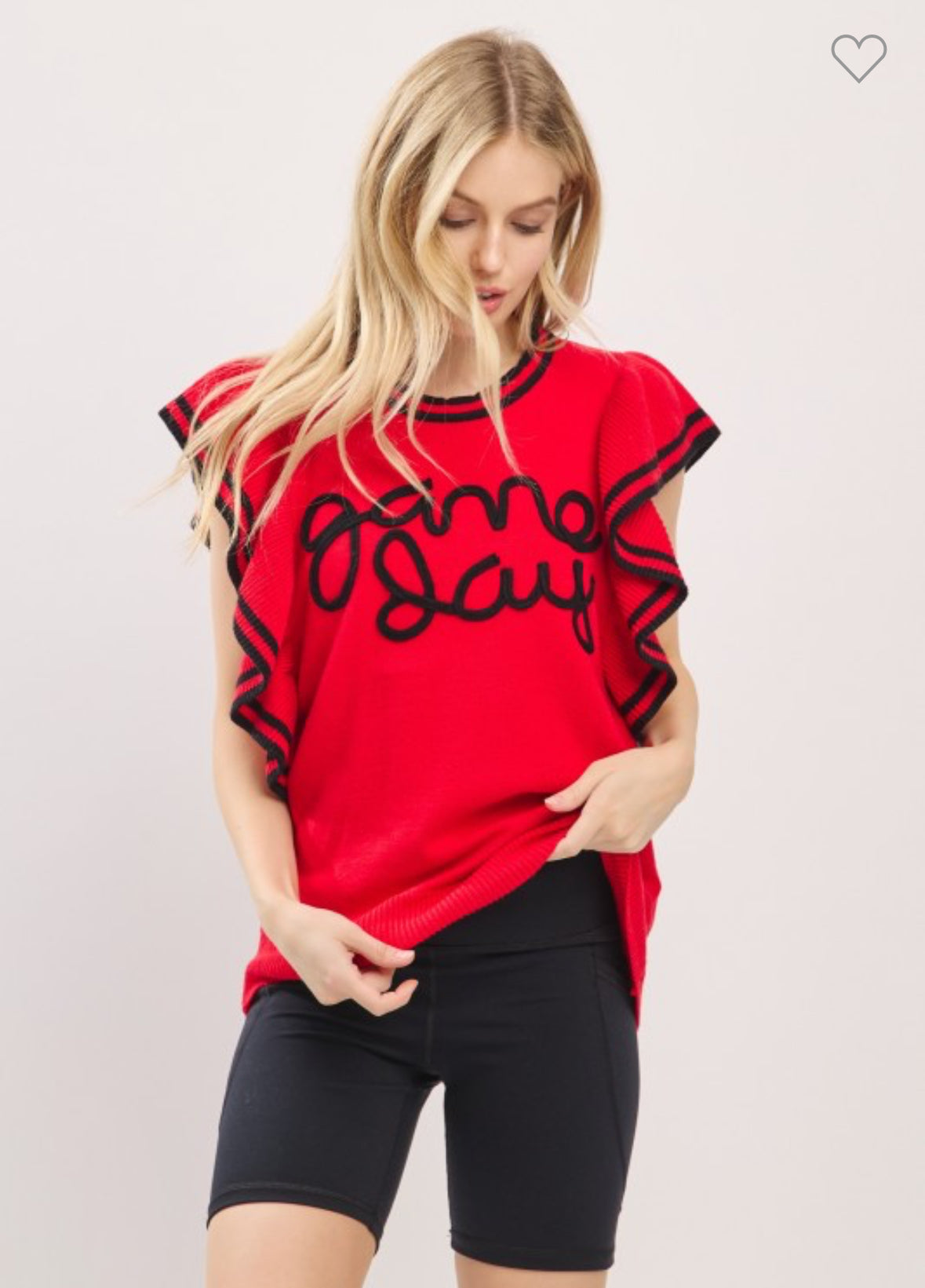 Ruffle Sleeve Gameday Knit Top