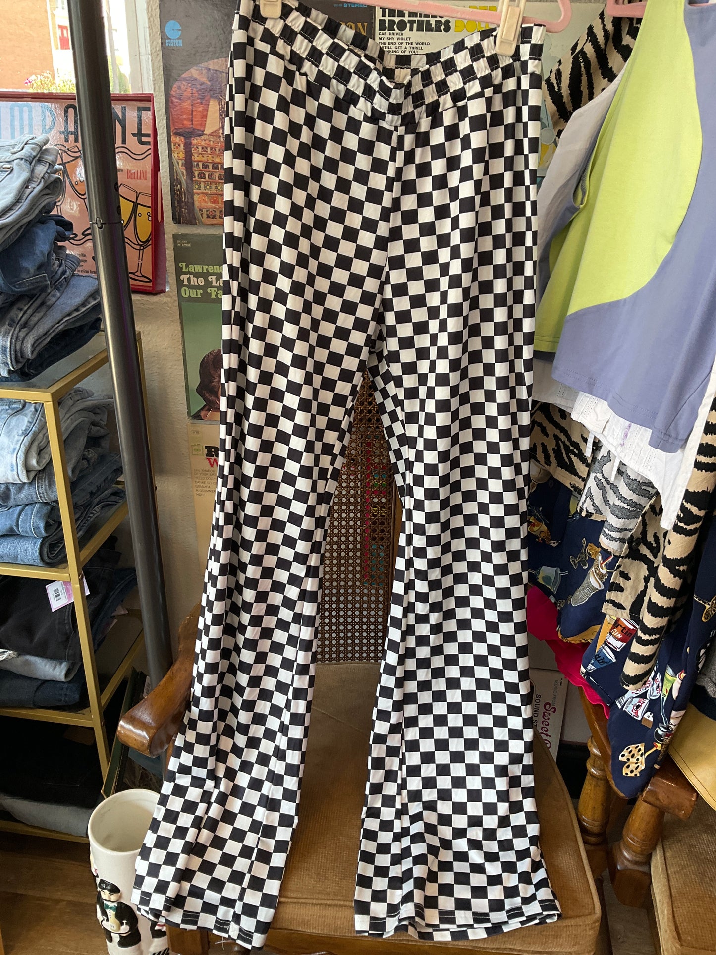 Thrifted Checkered Yoga Pants (L)