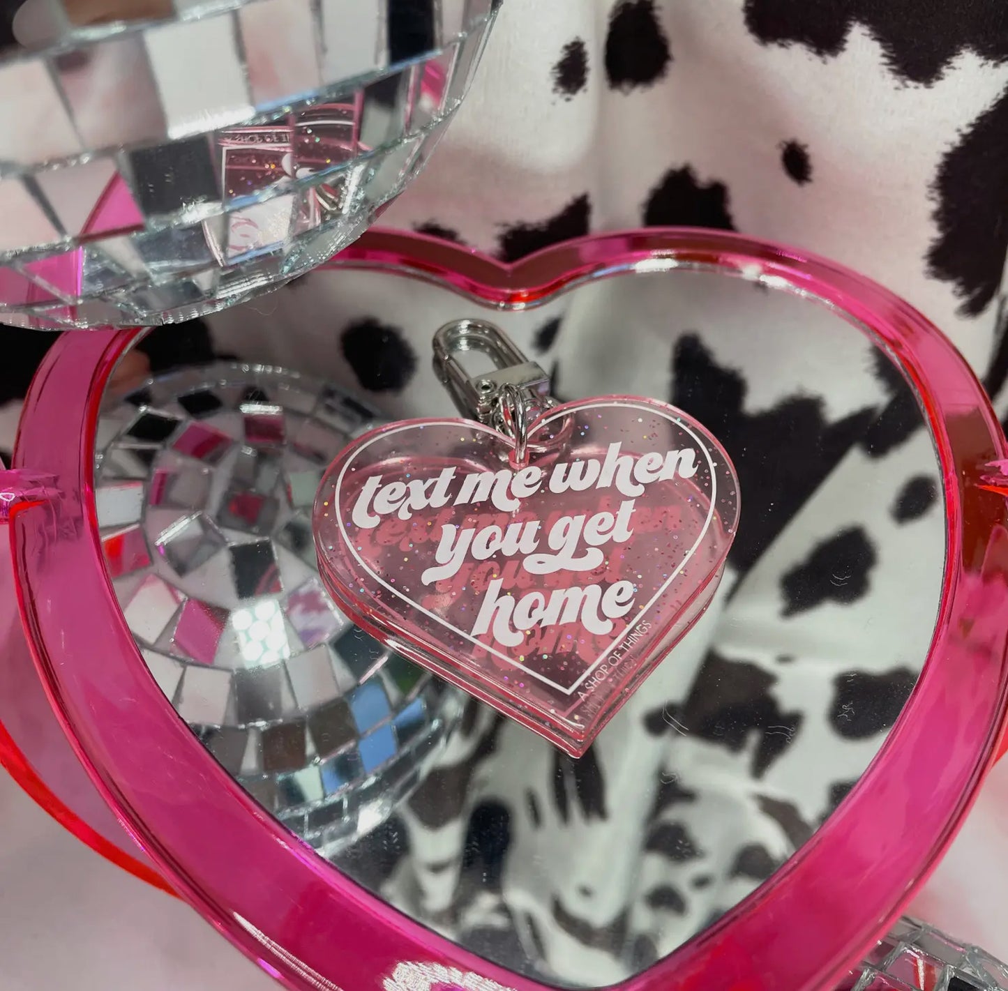 TEXT ME WHEN YOU GET HOME HEART KEYCHAIN