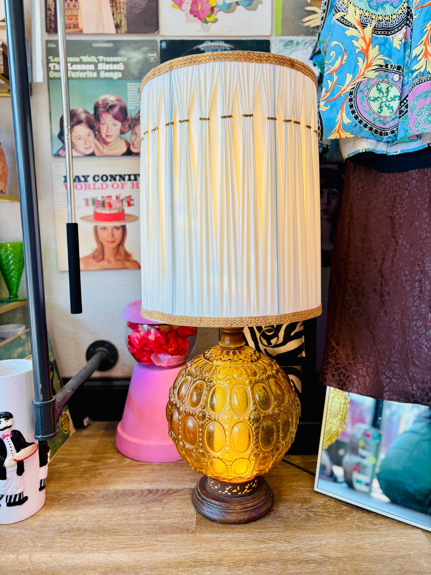 Mid-Century Amber Glass Lamp