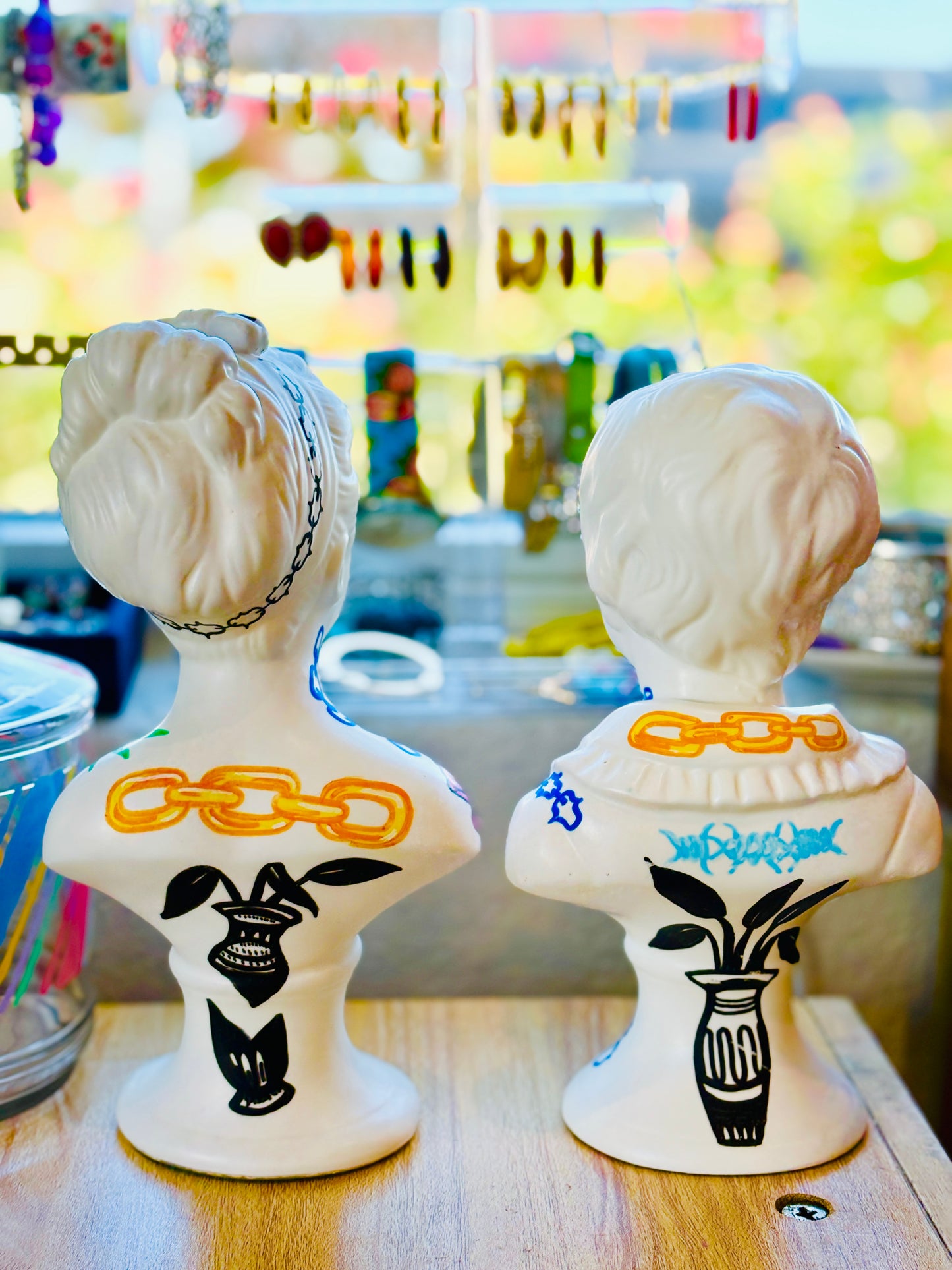 Tattooed Ceramic Bust (Set of 2)