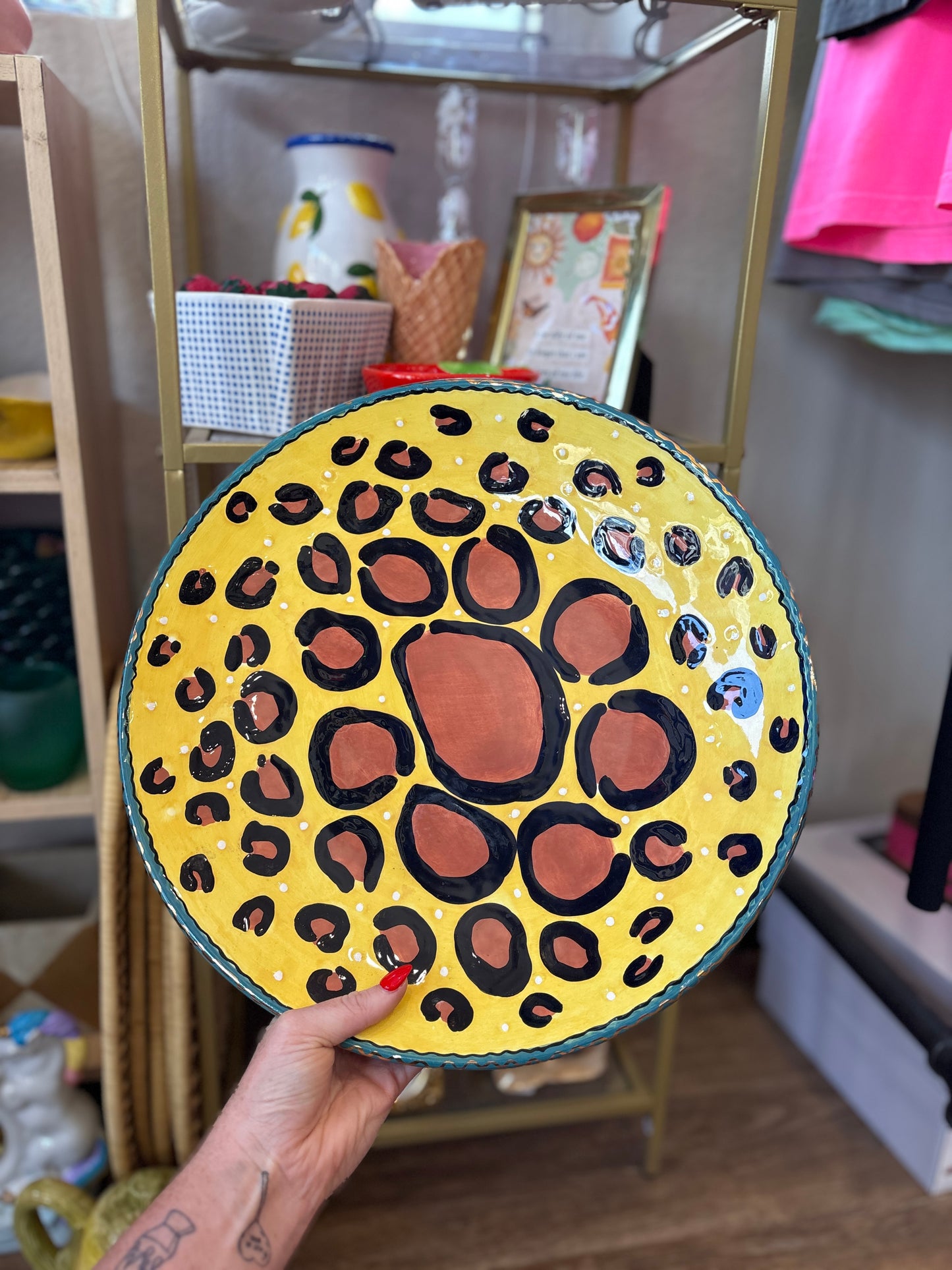 Hand Painted Cheetah Platter