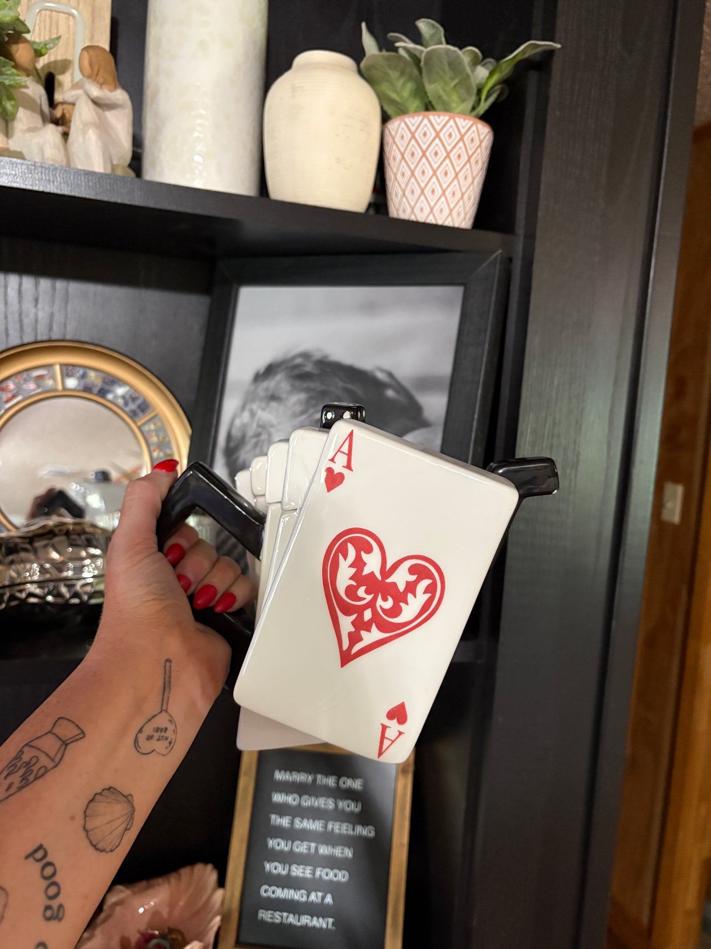 Ace High Card Porcelain Tea Pot