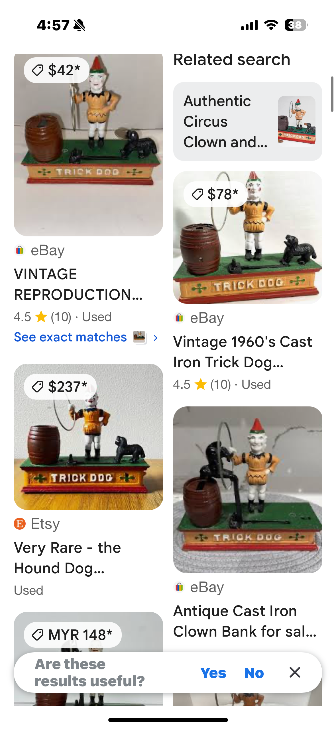 TRICK DOG CAST IRON DOG BANK