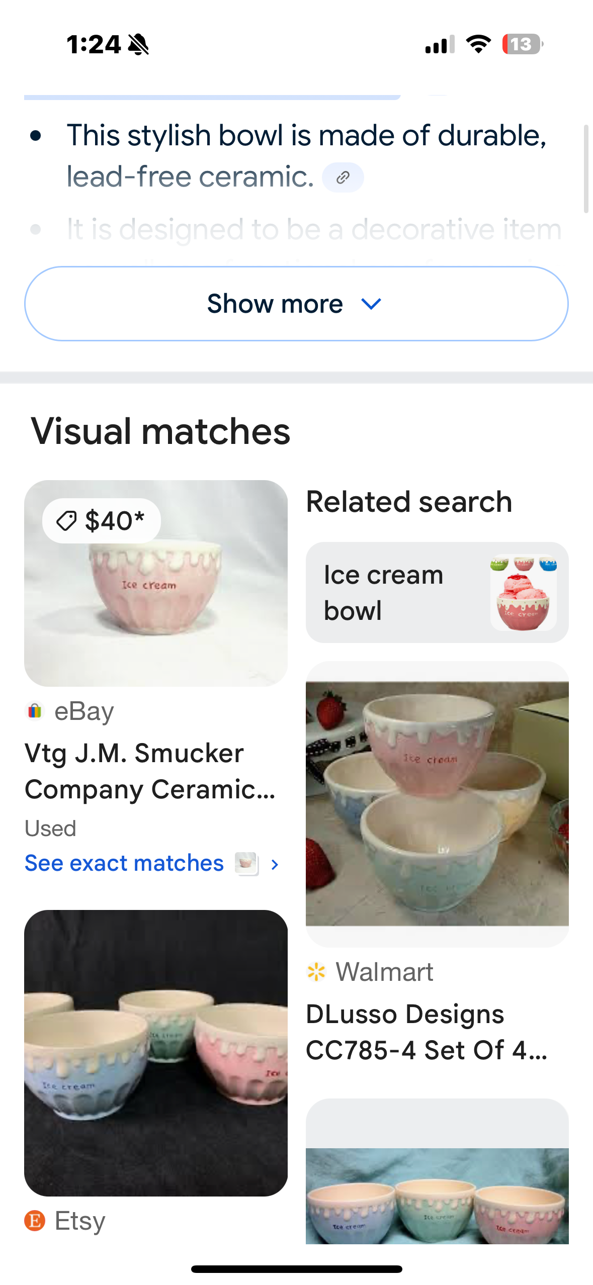Vintage J.M Smucker Ceramic Ice Cream Bowl