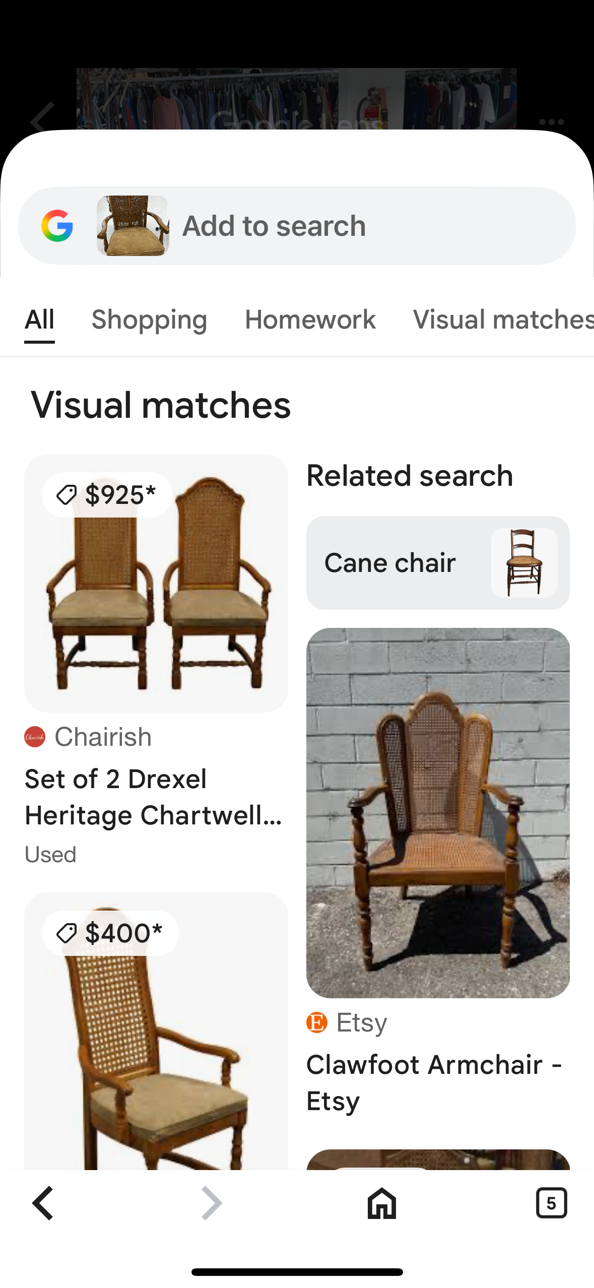 Set of 2 Vintage Cane Back Chairs