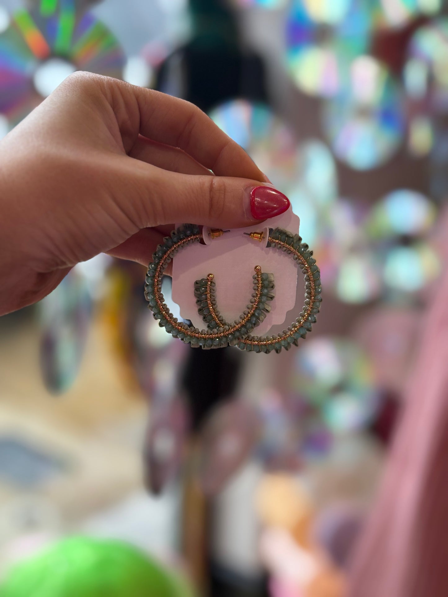 MOSS BEADED HOOPS