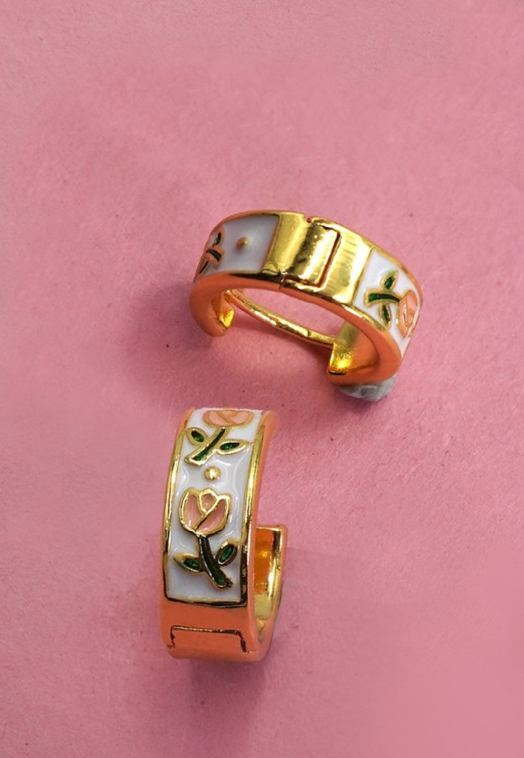 VINTAGE FLORAL HUGGIE HOOPS