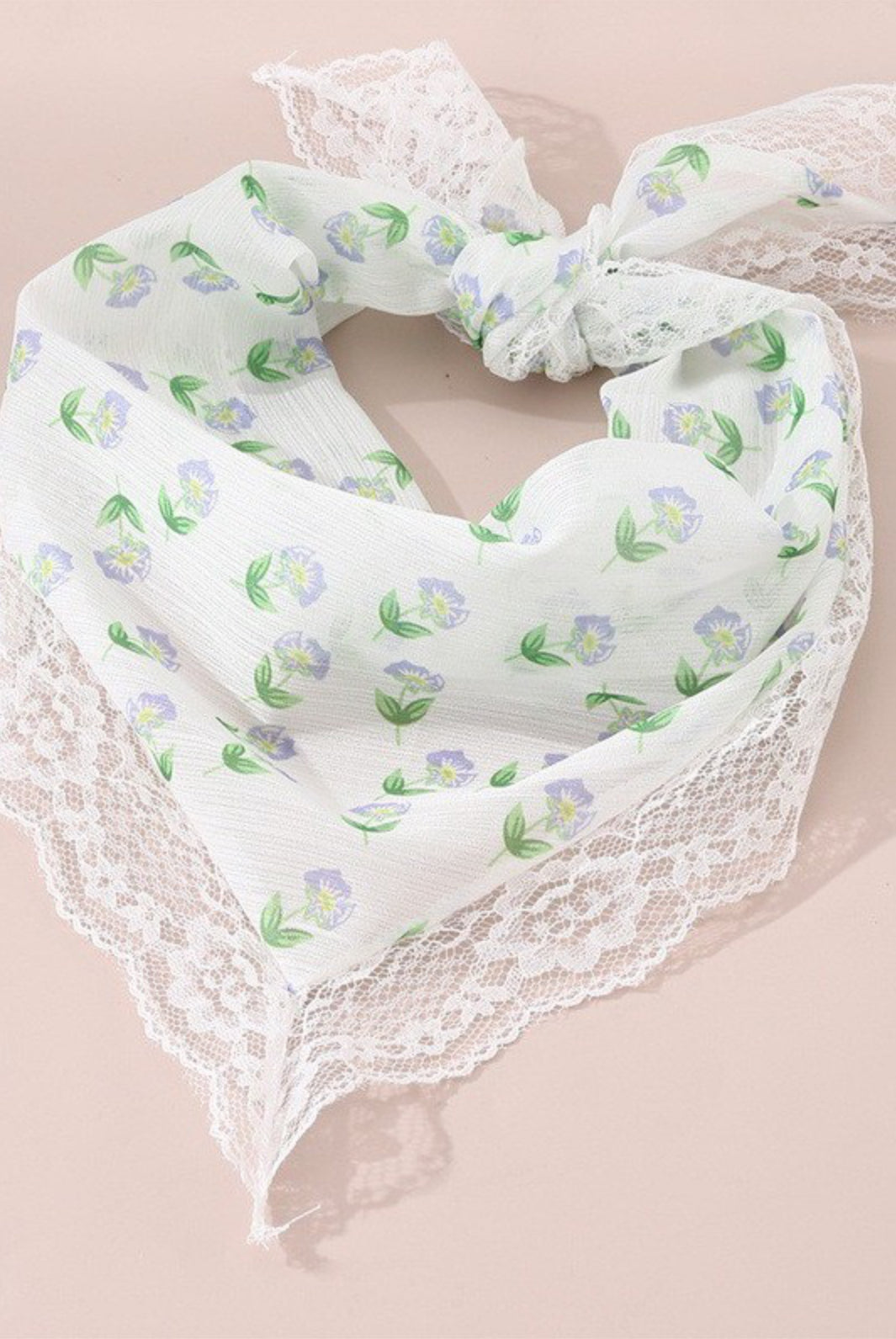 LACE FLORAL BANDANA HAIR SCARF