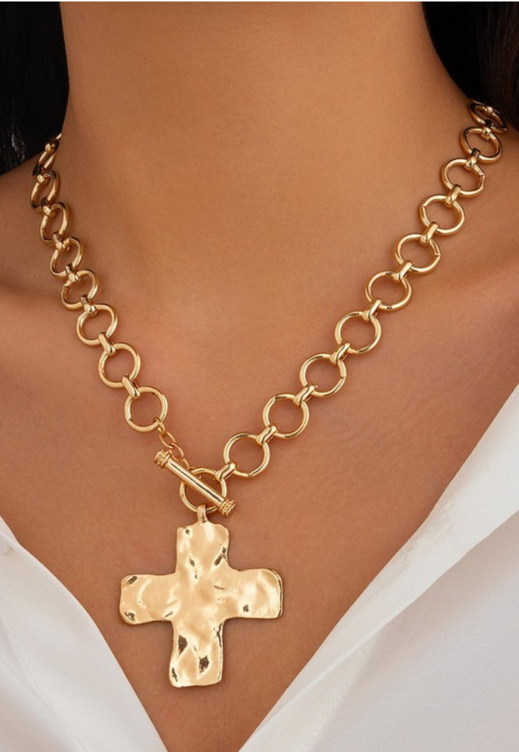 Hammered Cross Necklace