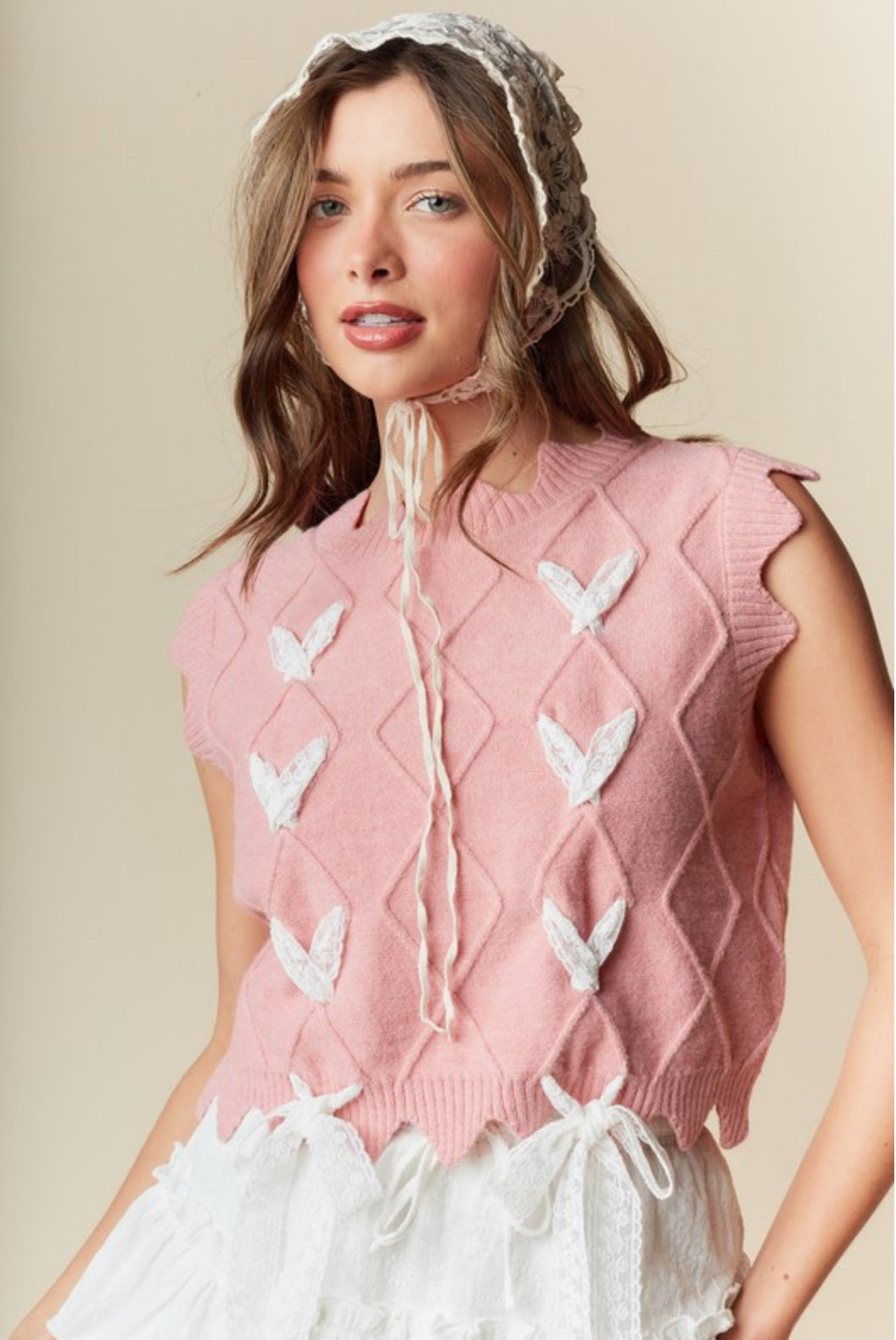 Butterfly Lace Accent Vest Top