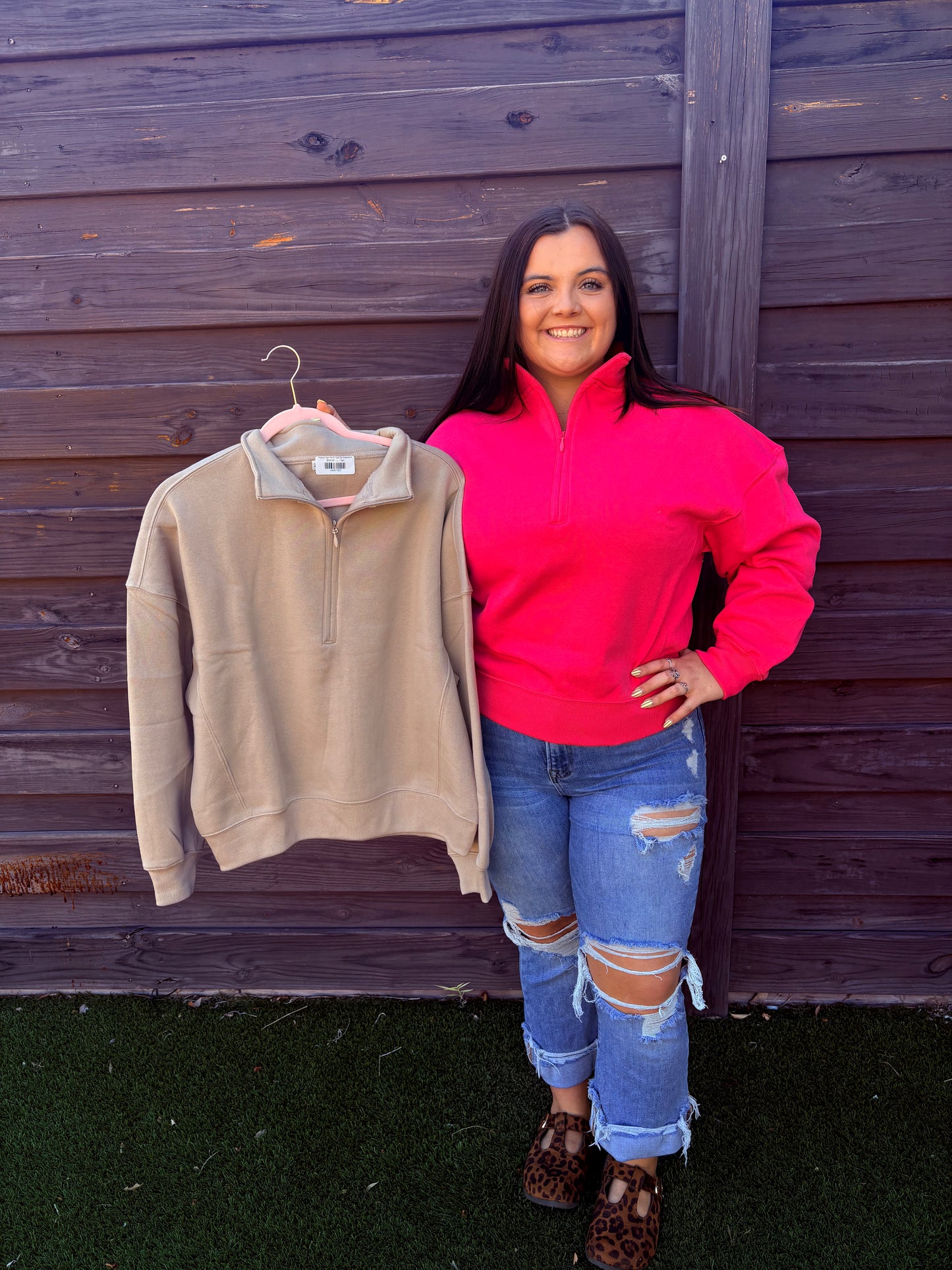 Fleece High Neck Half Zip Sweatshirt