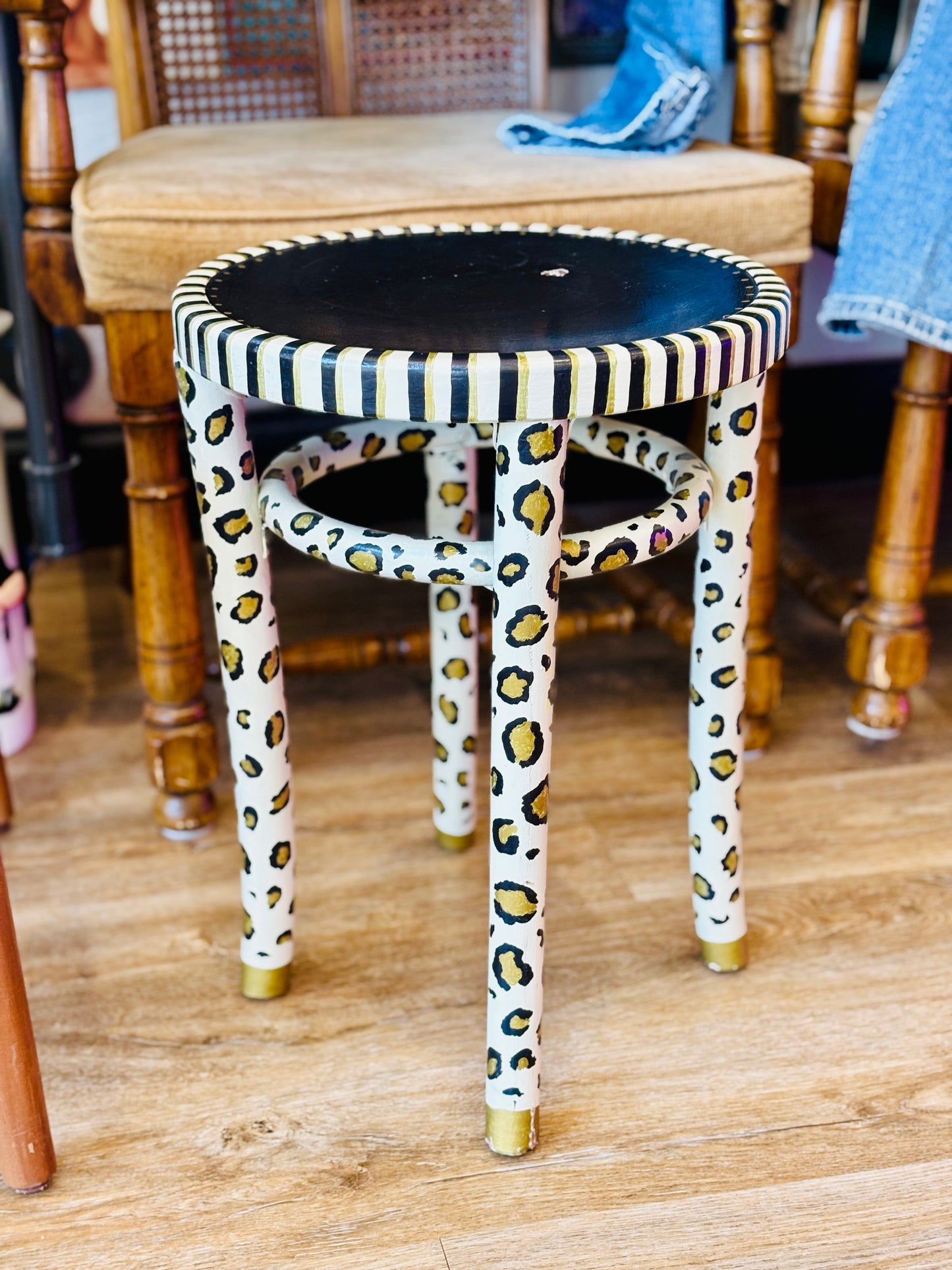 Funky Whimsical Hand Painted Stool