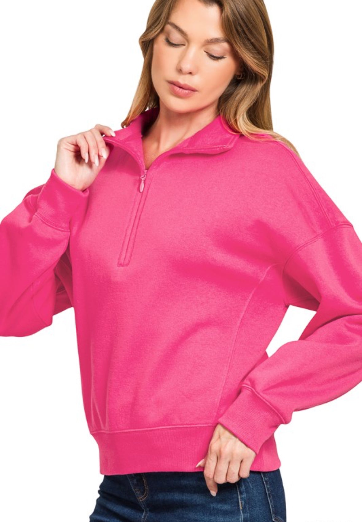 Fleece High Neck Half Zip Sweatshirt