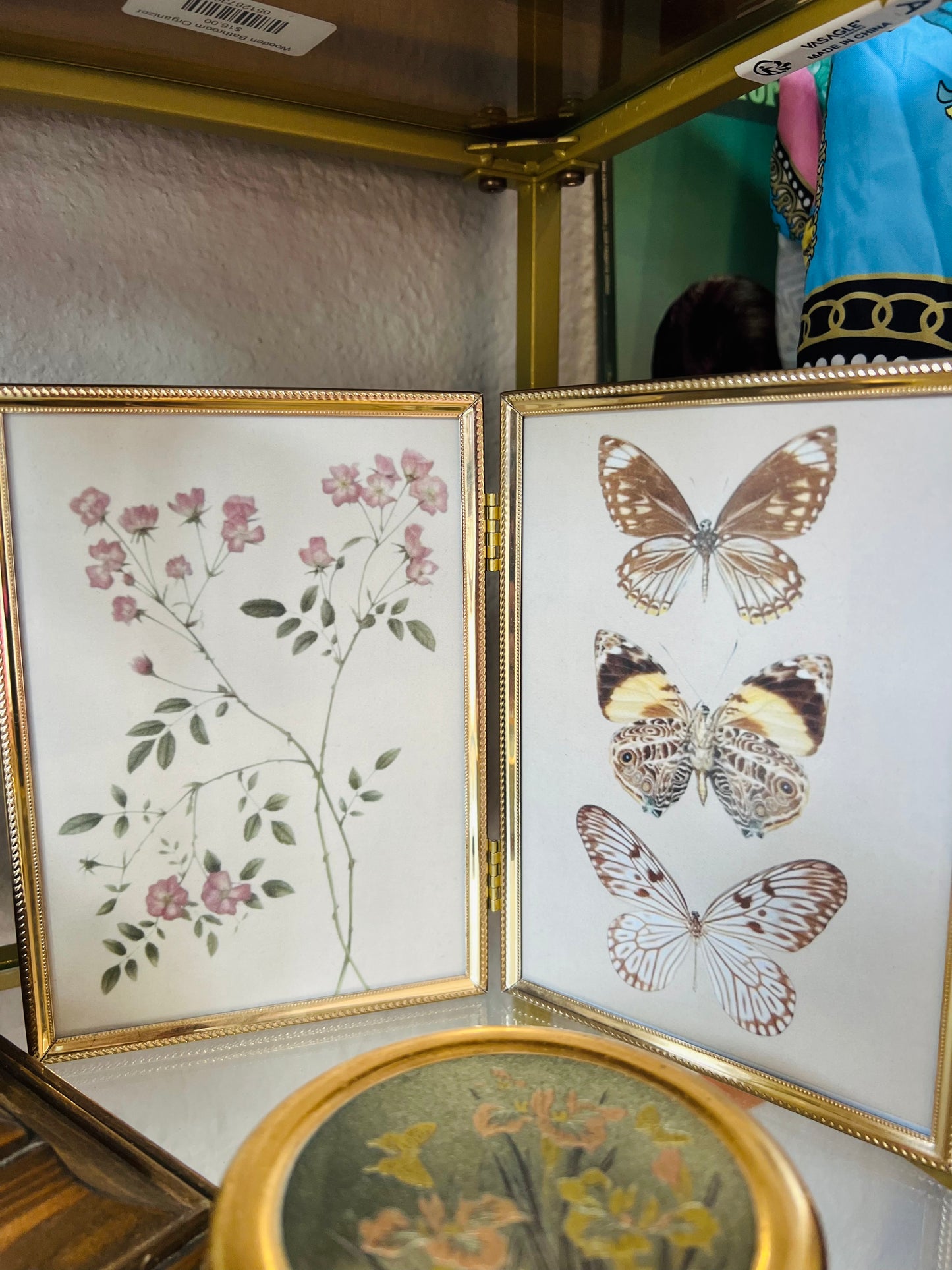 Vintage Double Gold Butterfly/Flower Frame