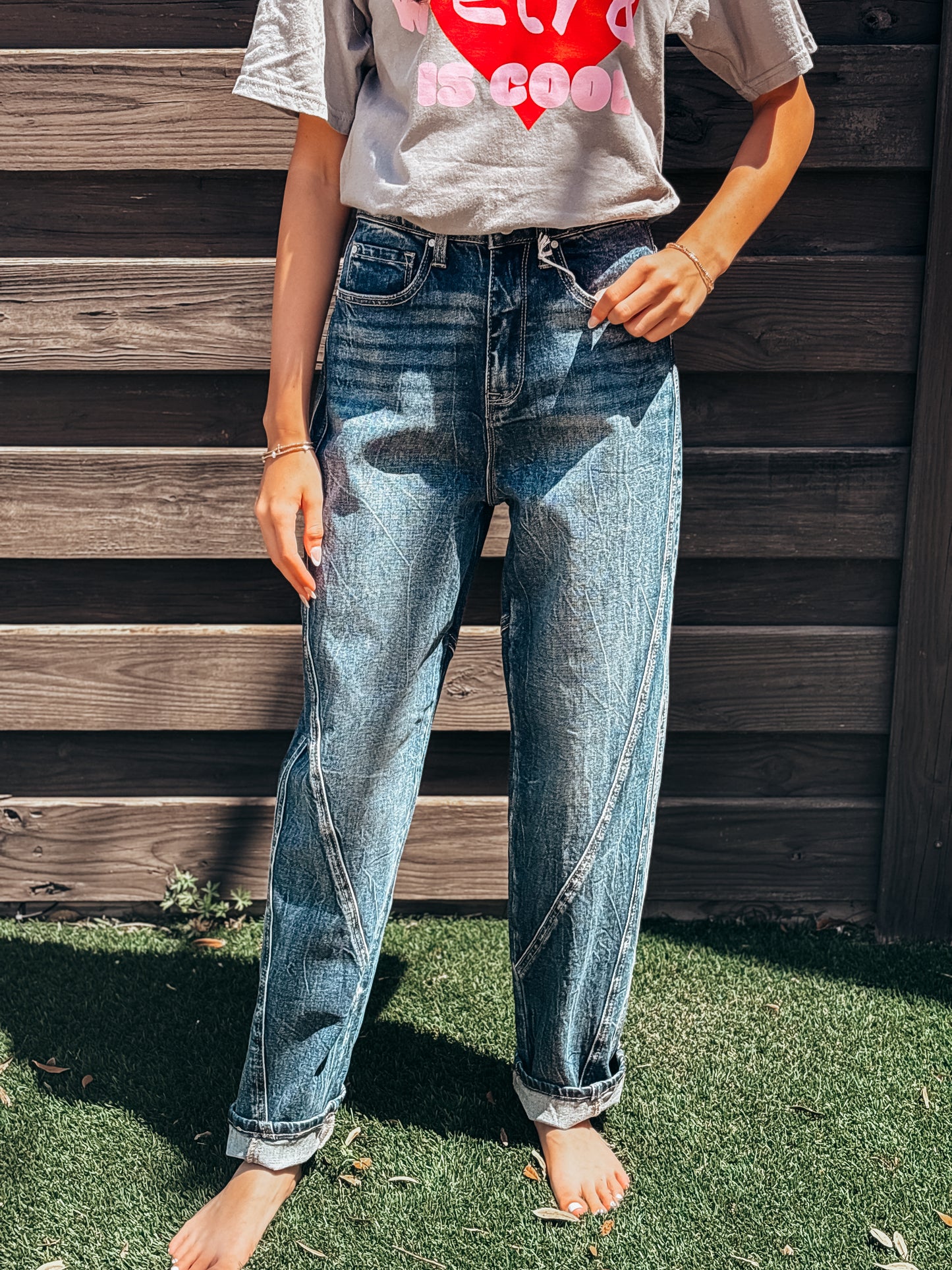 JULIE SEAMED BARREL JEANS