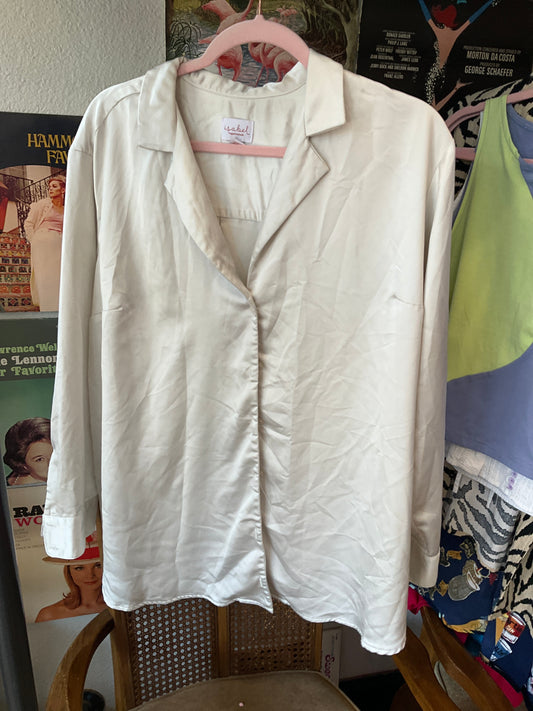 Isabel White Silk Button Up (L)