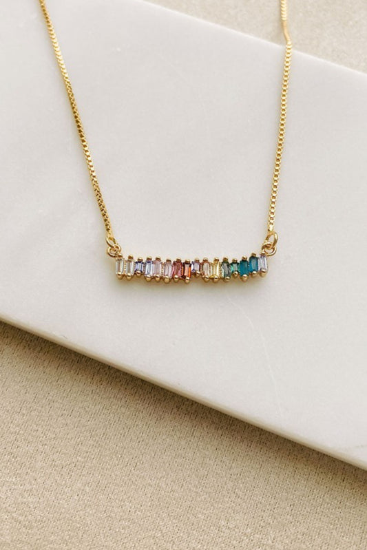 MULTI COLOR GEM BAR NECKLACE