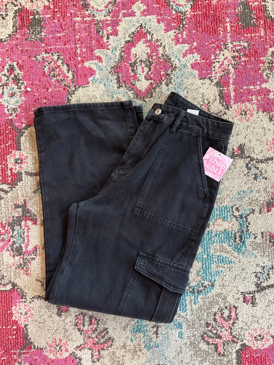 Thrifted Black Cargo Jeans (L)