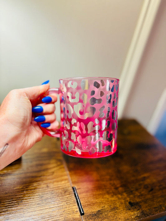 Pink Cheetah Glass Mug