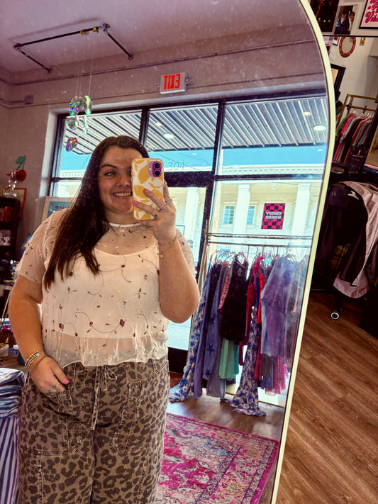 FLORAL MESH TOP