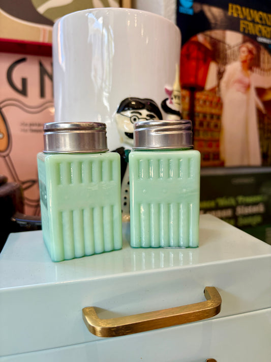 Jadeite Glass Shaker Set