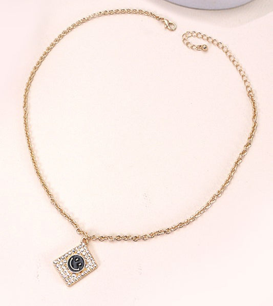 RHINESTONE SMILEY NECKLACE