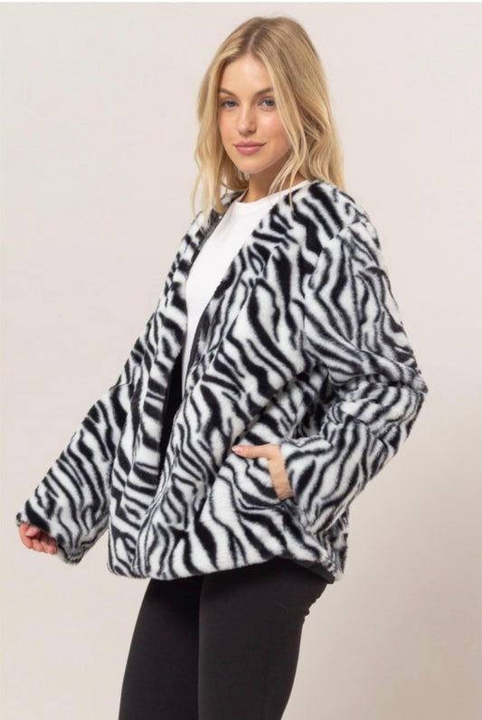 Animal Print Faux Fur Jacket