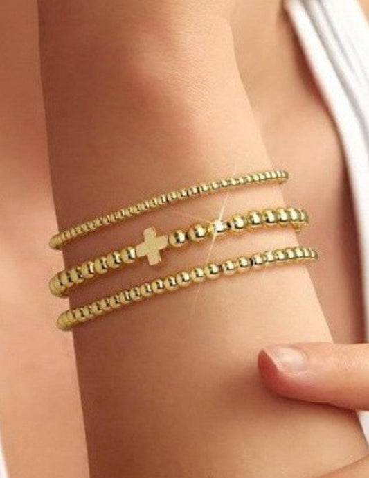 CROSS MULTILAYER BALL CHAIN BRACELET