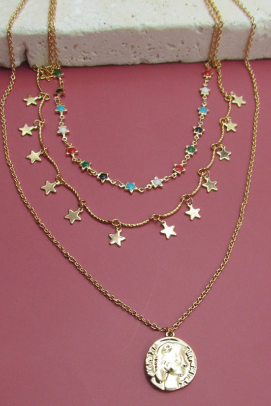 STAR LAYERED DROP NECKLACE