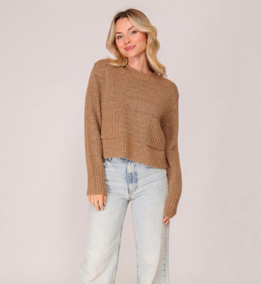 Cropped Sweater W/ Pockets