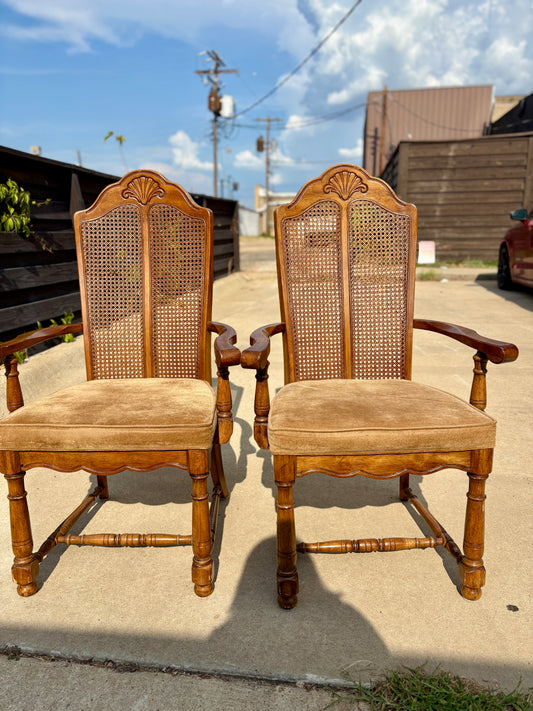 Set of 2 Vintage Cane Back Chairs
