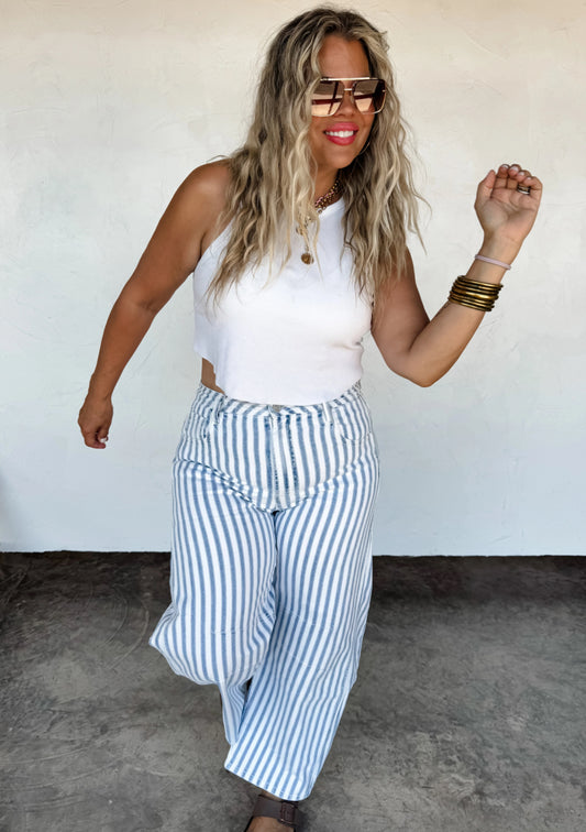 BEACHY BABE STRIPE BARREL JEAN