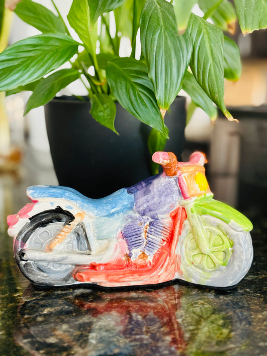 Handmade / Painted Ceramic Motorcycle