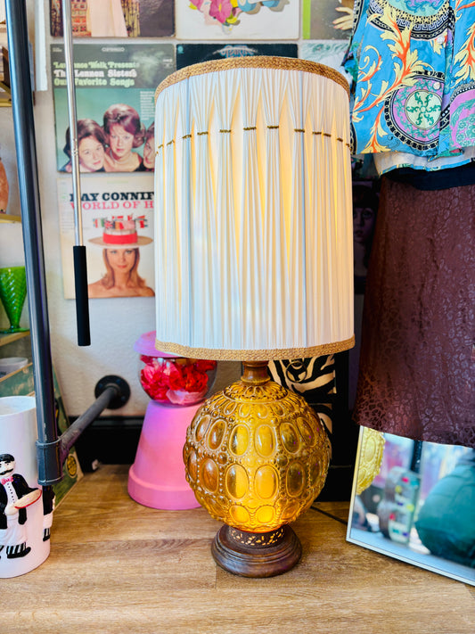 Mid-Century Amber Glass Lamp