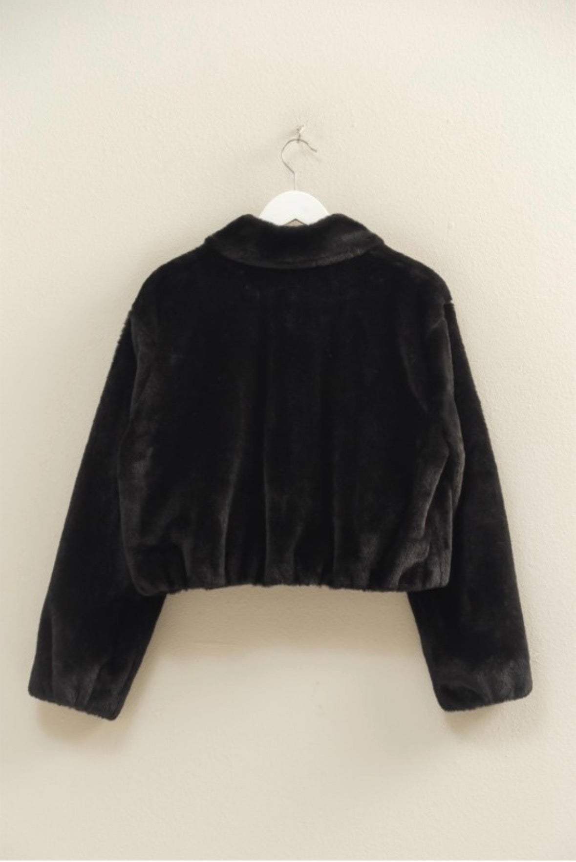 Faux Fur Zip Up Jacket With Plush Collar