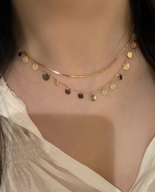 18K STAINLESS STEELE TARNISH FREE DISC NECKLACE
