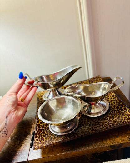 Vintage Vollrath 18/8 Stainless Steel (2) Gravy Boats and Bowl