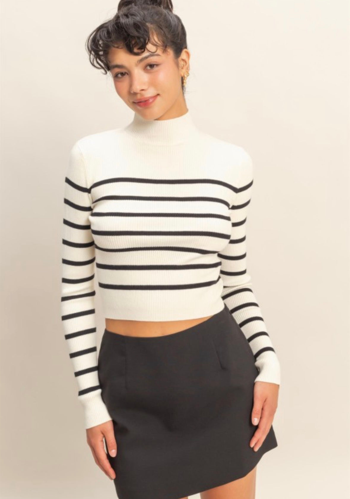 Clara Ribbed High Neck Top