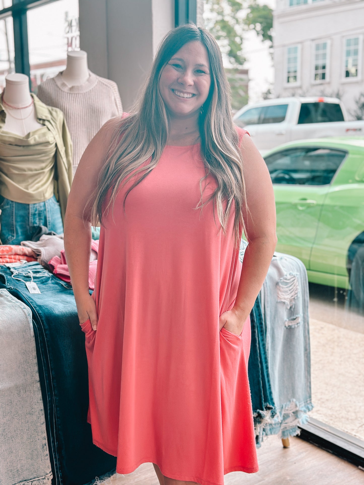 CURVY PINK TANK TOP DRESS