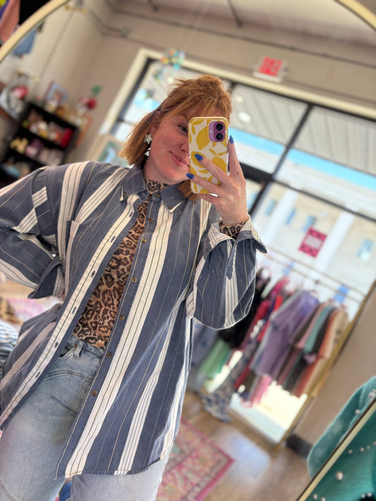 Vintage Bugle Boy Navy Button up XL