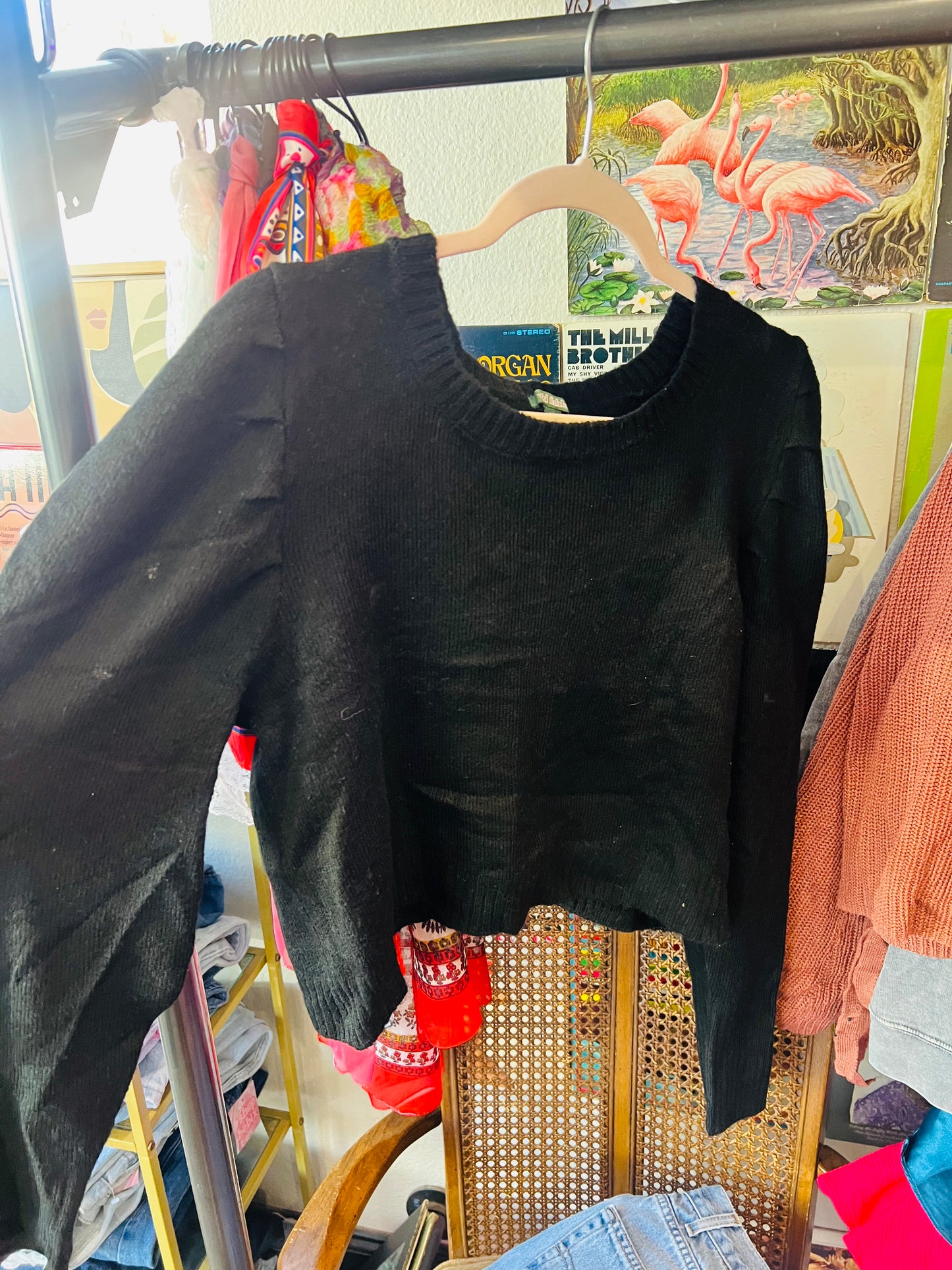 Wild Fable Black Cropped Sweater (L)