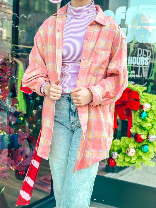 PINK OVERSIZED CHECKERED FLANNEL