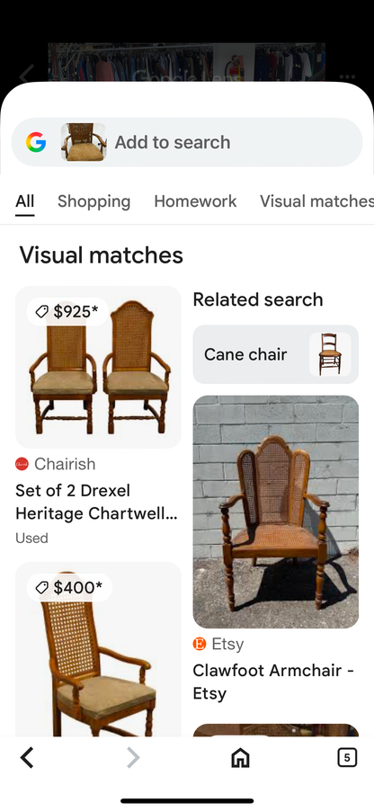 Set of 2 Vintage Cane Back Chairs