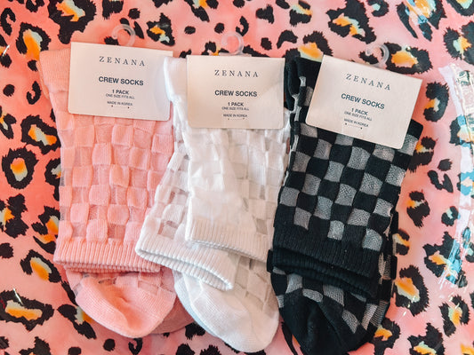 MESH CHECKERED SOCKS