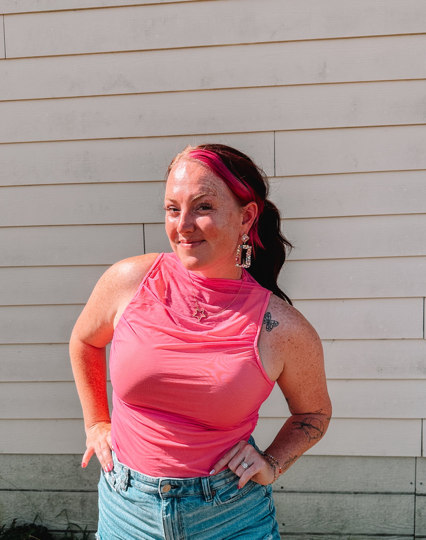 HOT PINK SHEER TANK